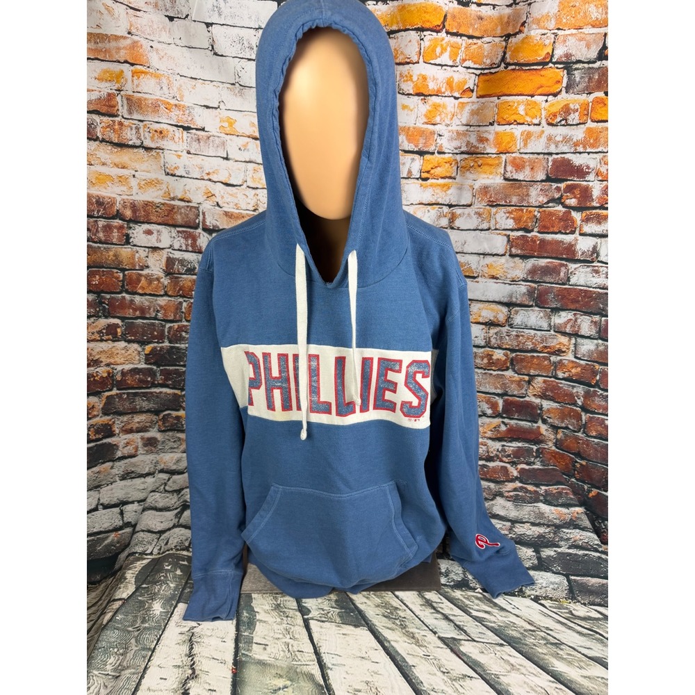 47 Brand Philadelphia Phillies Hoodie Mens XXL Blue Graphic Pullover Sweatshirt